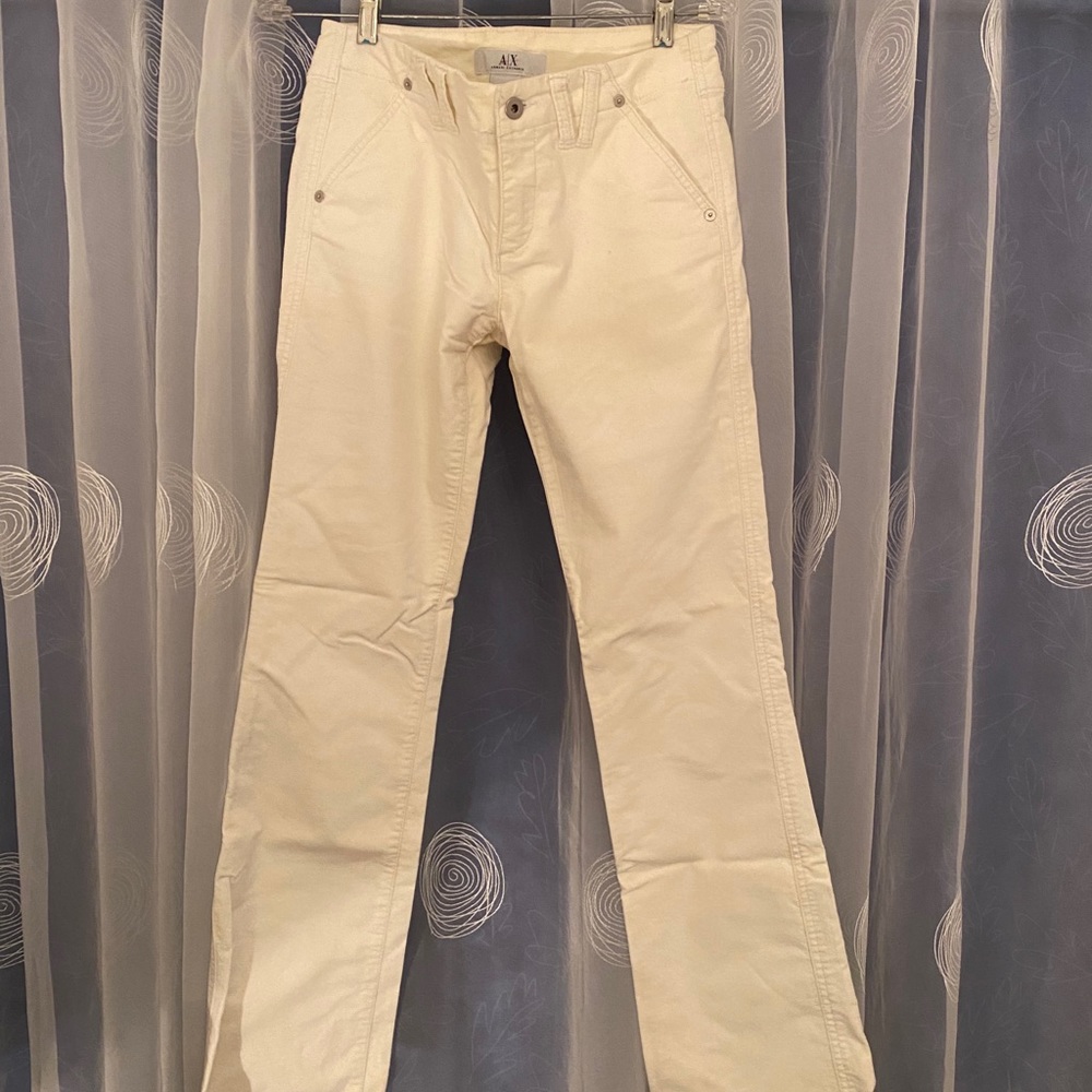 White suede Armani Exchange pants